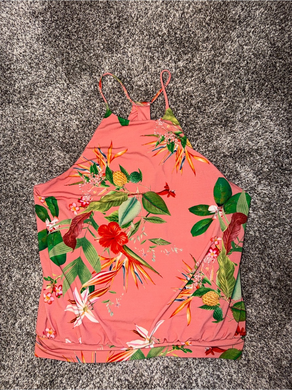 Express Coral Pink Tropical Halter Cami